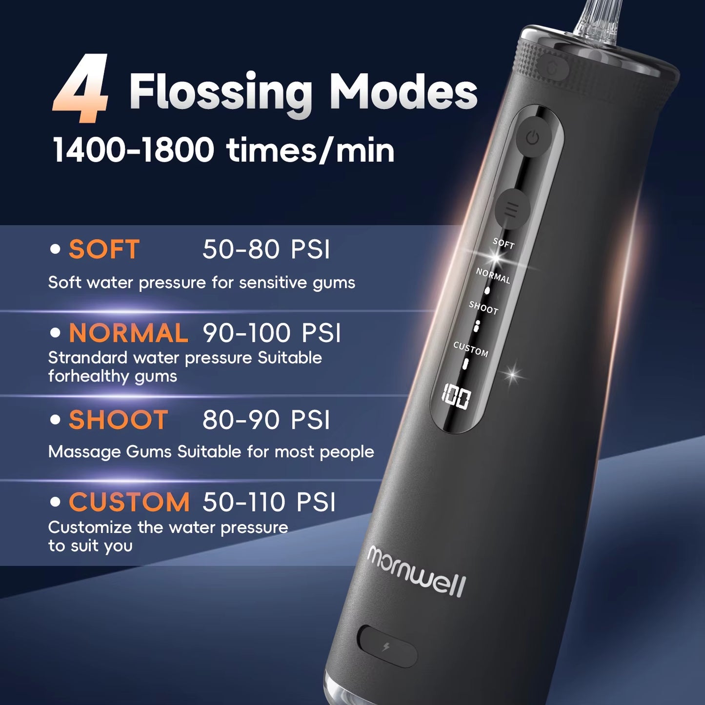 F32 Water Floss Oral Teeth Whitening Home Appliance Sonic Water Flosser 260ML Tank Teeth Cleaner Oral Water Jet