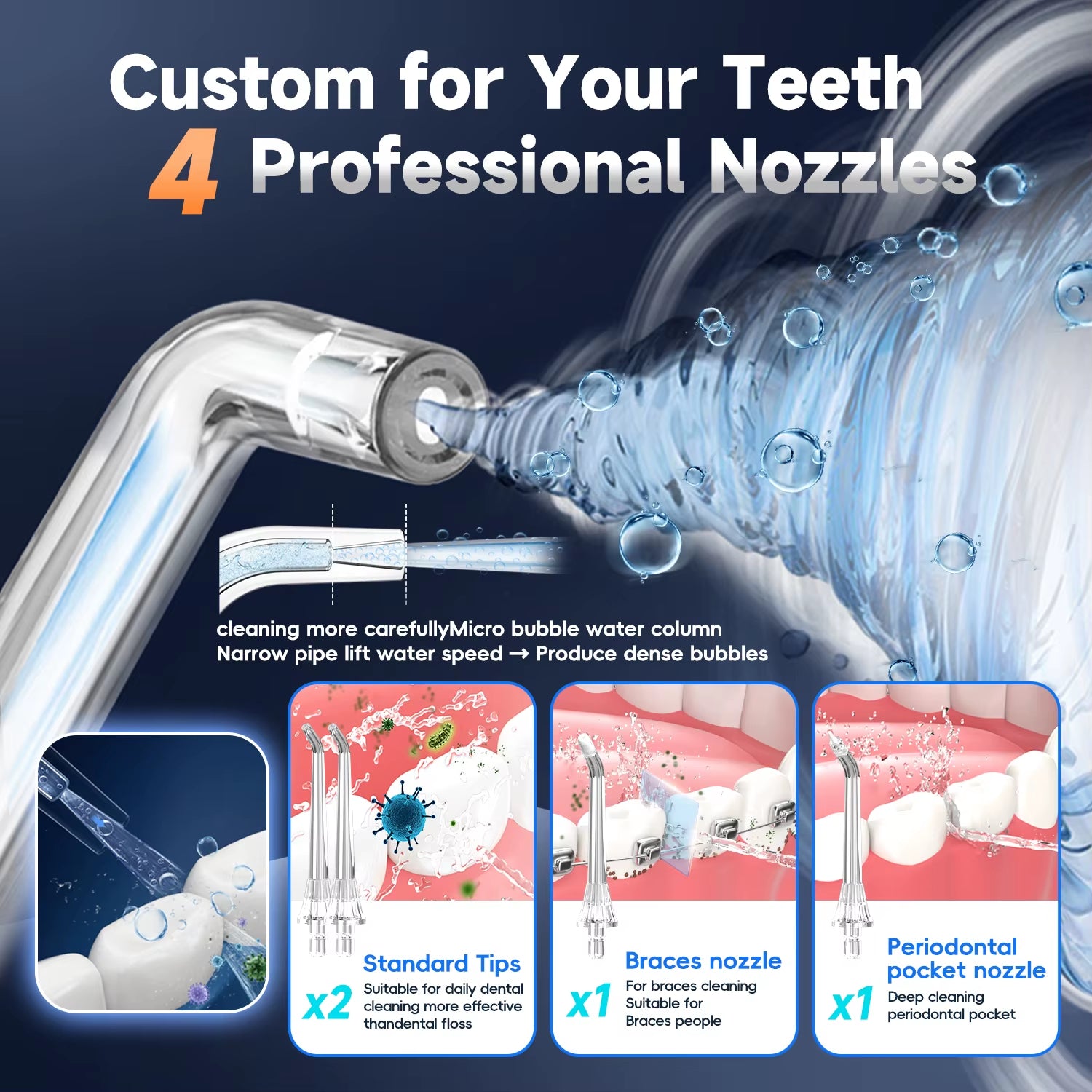 F32 Water Floss Oral Teeth Whitening Home Appliance Sonic Water Flosser 260ML Tank Teeth Cleaner Oral Water Jet